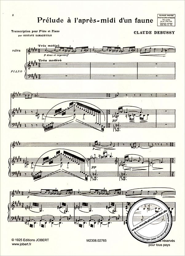 Notenbild für JOBERT 276 - PRELUDE A L'APRES MIDI D'UN FAUNE