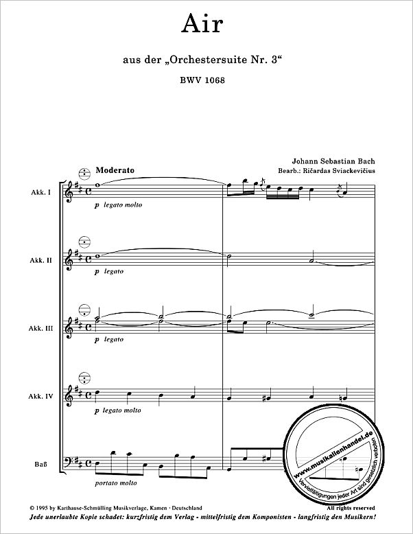 Notenbild für K 1549 - AIR (ORCHESTERSUITE 3 D-DUR BWV 1068)