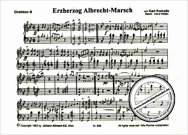 Notenbild für KLIMENT 656 - ERZHERZOG ALBRECHT MARSCH + 84ER REGIMENTSMARSCH