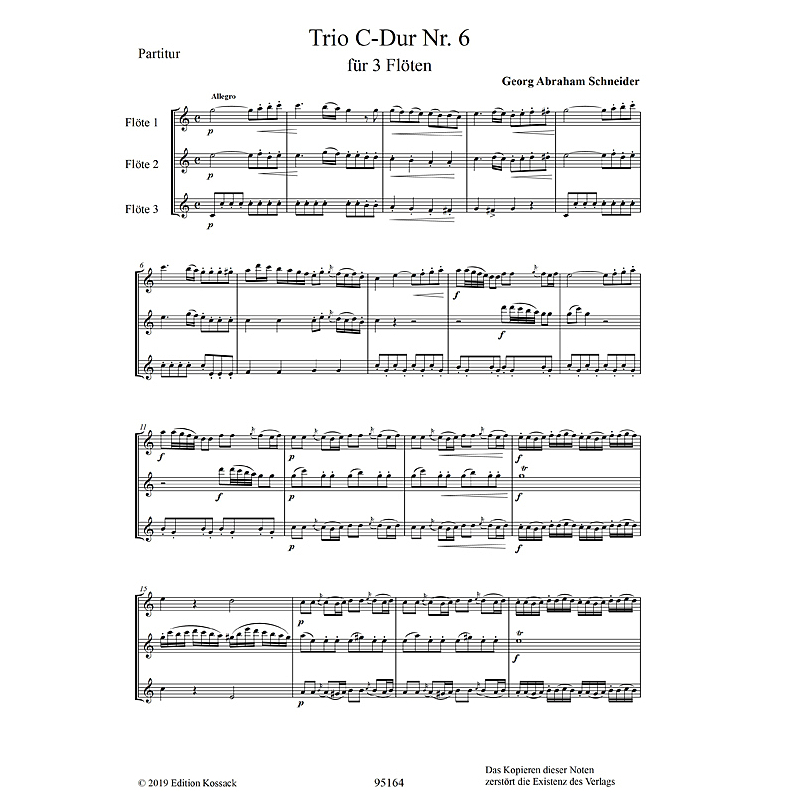 Notenbild für KOSSACK 95164 - Konzertantes Trio 6 A-DUR
