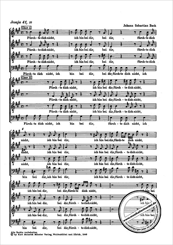 Notenbild für M 64014-04 - FUERCHTE DICH NICHT ICH BIN BEI DIR BWV 228