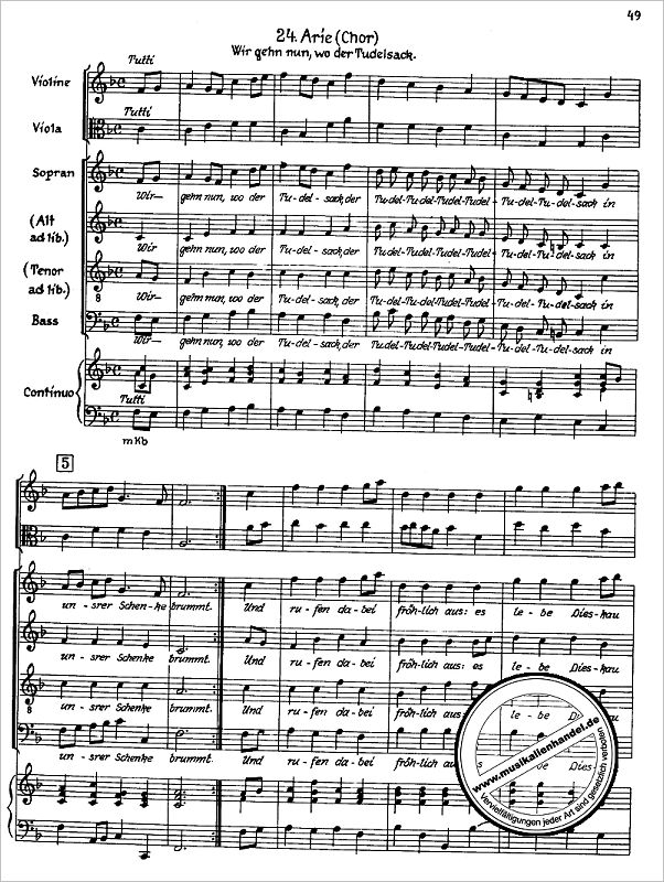 Notenbild für M 68001 - KANTATE 212 MER HAHN EN NEUE OBERKEET BWV 212 (BAUERNKANTATE)