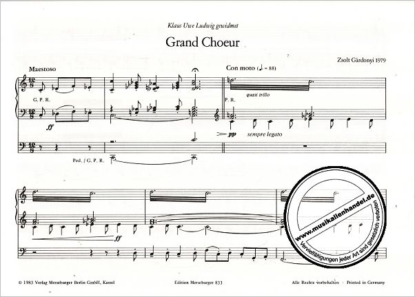 Notenbild für MERS 833 - GRAND CHOEUR (1979)