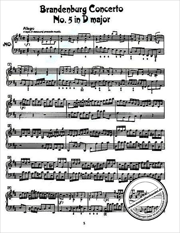 Notenbild für MMO 3054 - BRANDENBURGISCHES KONZERT 5 D-DUR BWV 1050