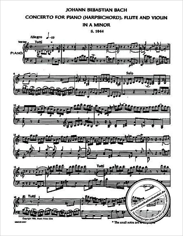 Notenbild für MMO 3057 - KONZERT A-MOLL BWV 1044 + BRANDENBURGISCHES KONZERT 5 D-DUR