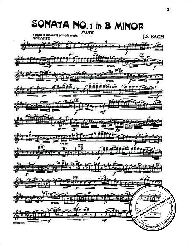 Notenbild für MMO 3344 - SONATE 1 H-MOLL BWV 1030 + 2 DUETTE