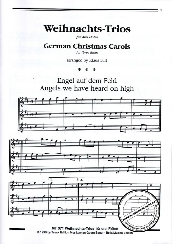 Notenbild für MT 371 - GERMAN CHRISTMAS CAROLS