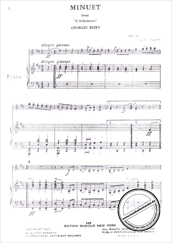 Notenbild für MUSICUS 88 - MENUETT (L'ARLESIENNE)