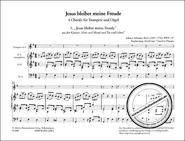 Notenbild für N 2496 - JESUS BLEIBET MEINE FREUDE (KANTATE BWV 147)
