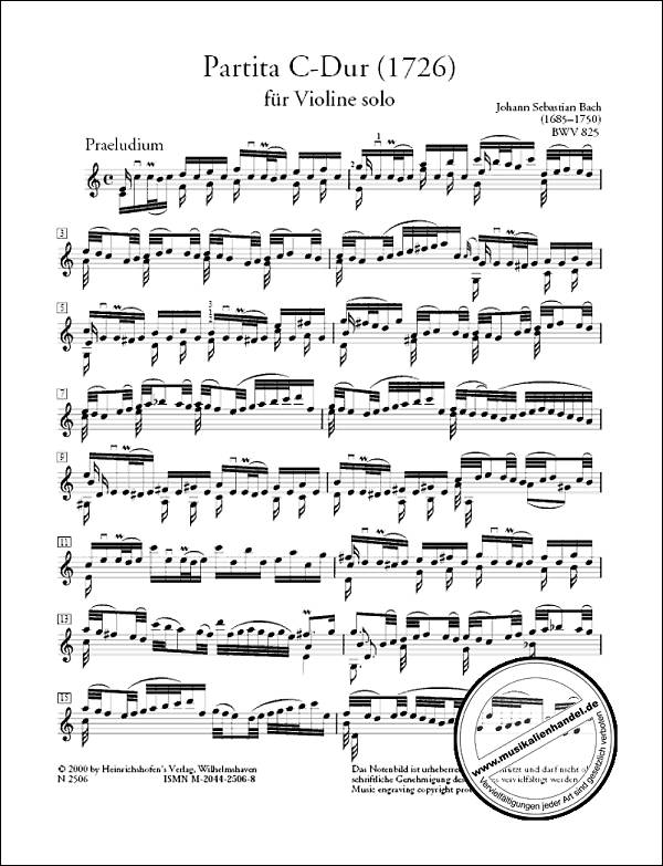 Notenbild für N 2506 - PARTITA C-DUR (PARTITA 1 B-DUR BWV 825 CEMB)