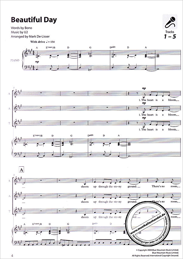 Notenbild für NOV164956 - Sing out vol.4 (+download) : for mixed chorus (SAT) and piano score