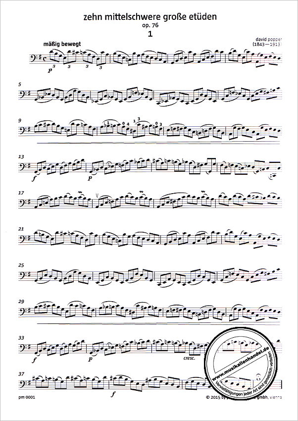 Notenbild für PALADINO 0001 - 10 mittelschwere Etüden op.76 : für Violoncello