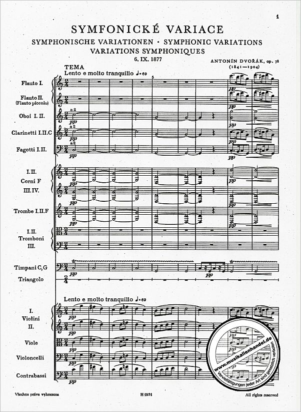 Notenbild für PRAHA 1931 - SINFONISCHE VARIATIONEN OP 78