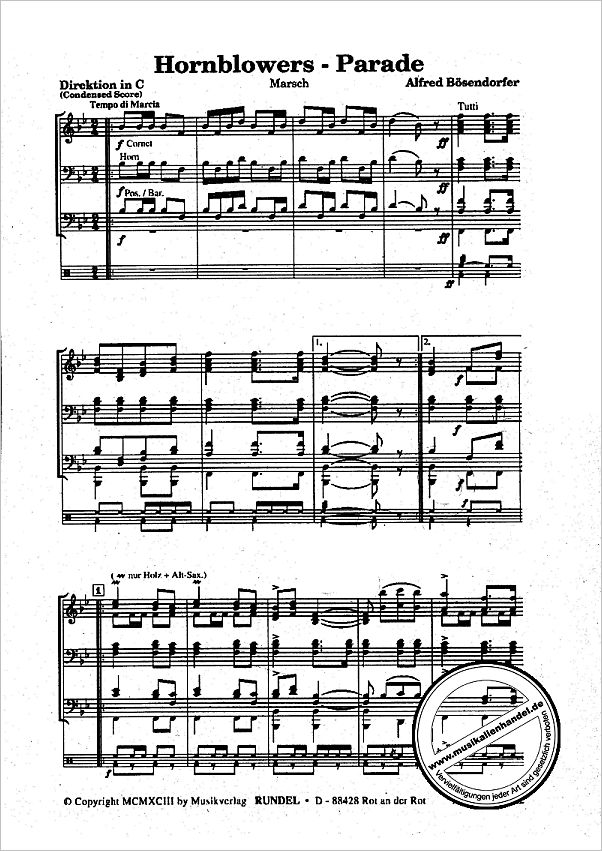 Notenbild für RUNDEL 1722 - HORNBLOWERS PARADE