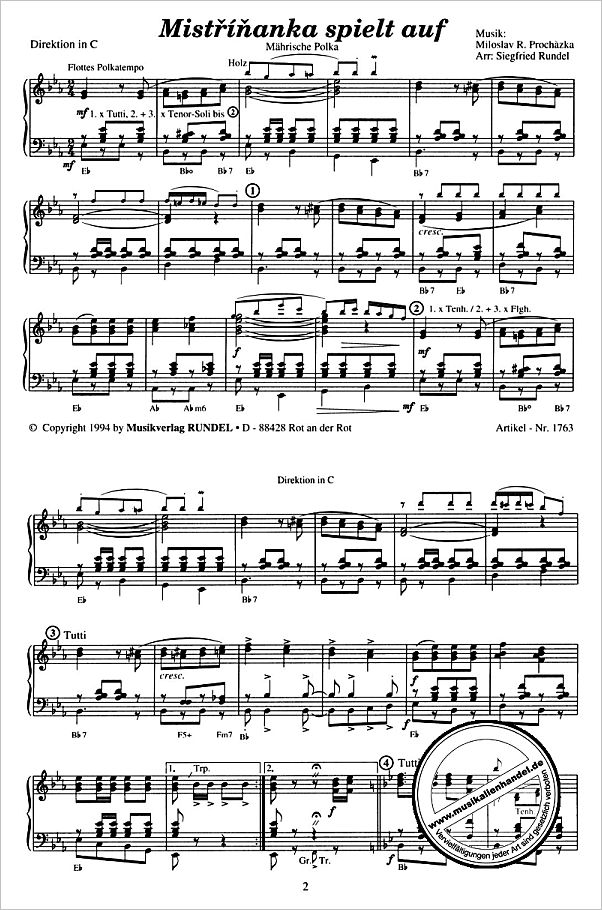 Notenbild für RUNDEL 1763 - MISTRINANKA SPIELT AUF