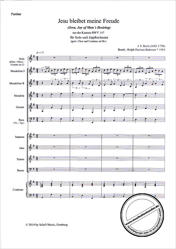 Notenbild für SCHELL 11088 - JESUS BLEIBET MEINE FREUDE (KANTATE BWV 147)