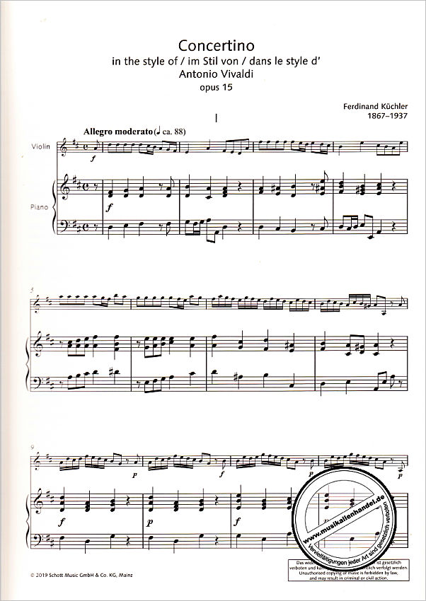 Notenbild für SE 1042 - Concertino D-Dur op 15 im Stil von Vivaldi