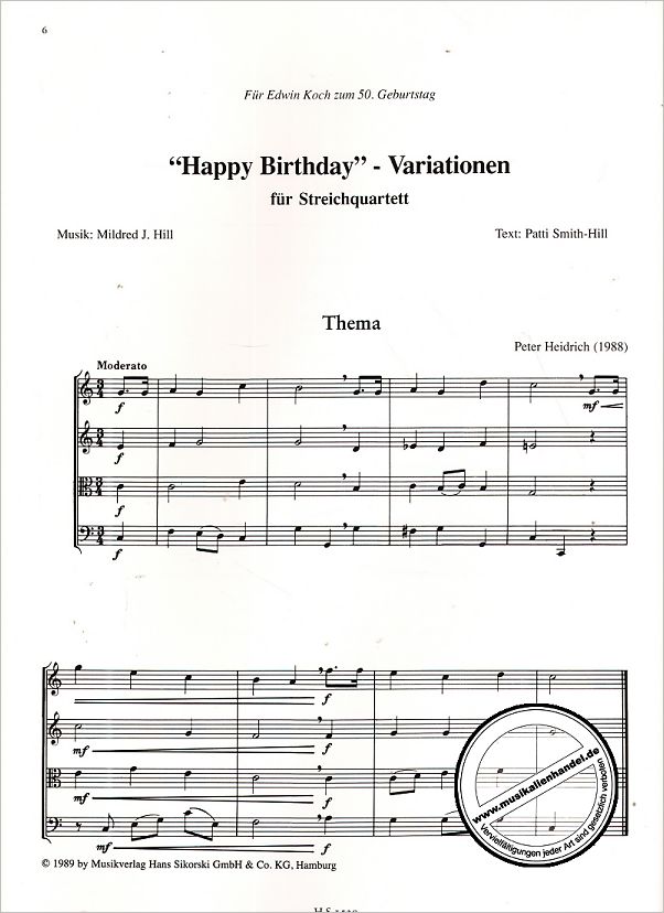 Notenbild für SIK 1529 - HAPPY BIRTHDAY VARIATIONEN