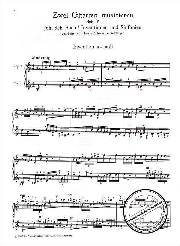 Notenbild für SIK 533 - INVENTIONEN + SINFONIEN BWV 772-801