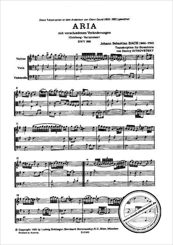 Notenbild für STP 539 - GOLDBERG VARIATIONEN BWV 988