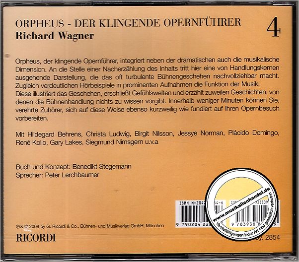 Notenbild für SY 2854 - ORPHEUS 4 - DER KLINGENDE OPERNFUEHRER - WAGNER