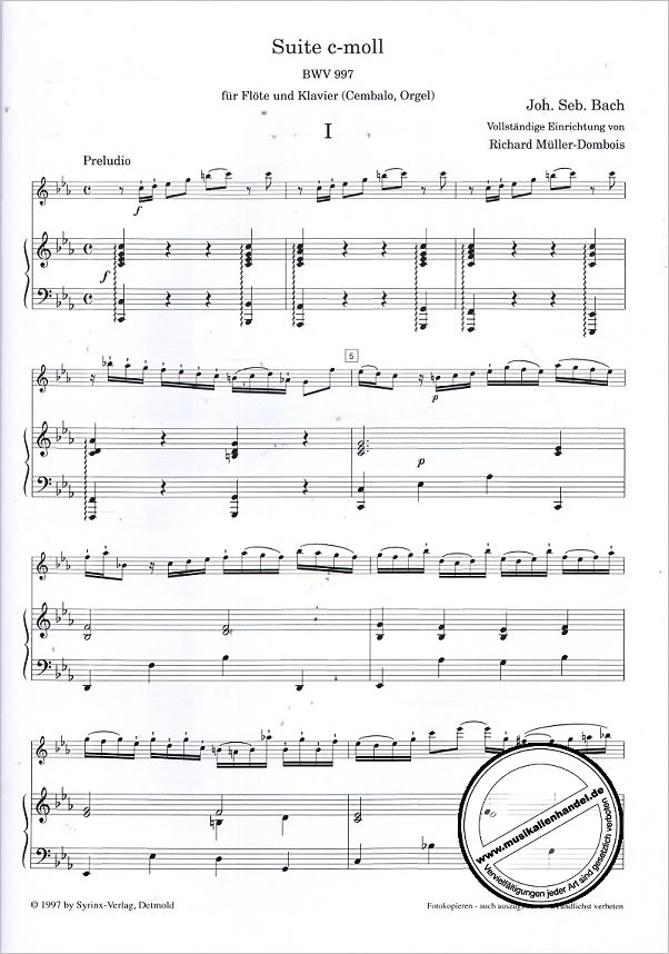 Notenbild für SYRINX 54 - SUITE C-MOLL BWV 997
