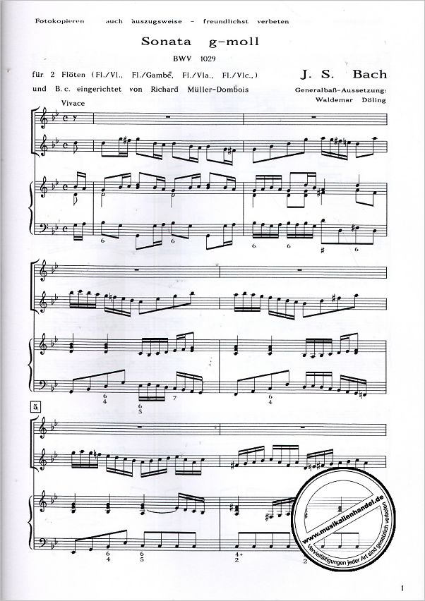 Notenbild für SYRINX 8 - SONATE G-MOLL BWV 1029