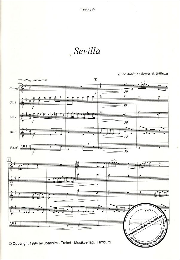 Notenbild für TREKEL 552 - SEVILLA