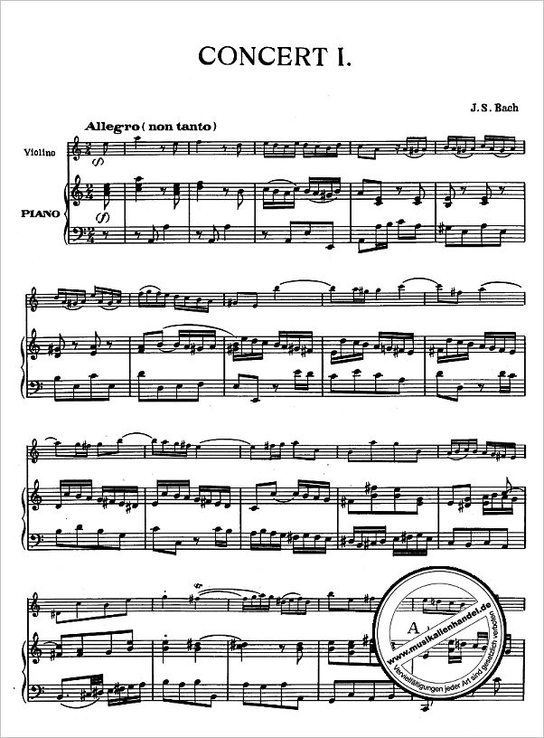 Notenbild für TTO 4 - KONZERT 1 A-MOLL BWV 1041 - VL