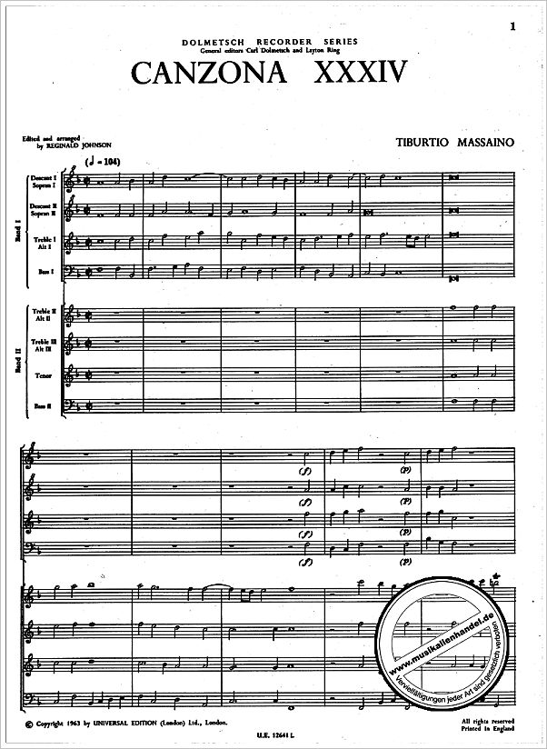 Notenbild für UE 12641 - CANZONA 24