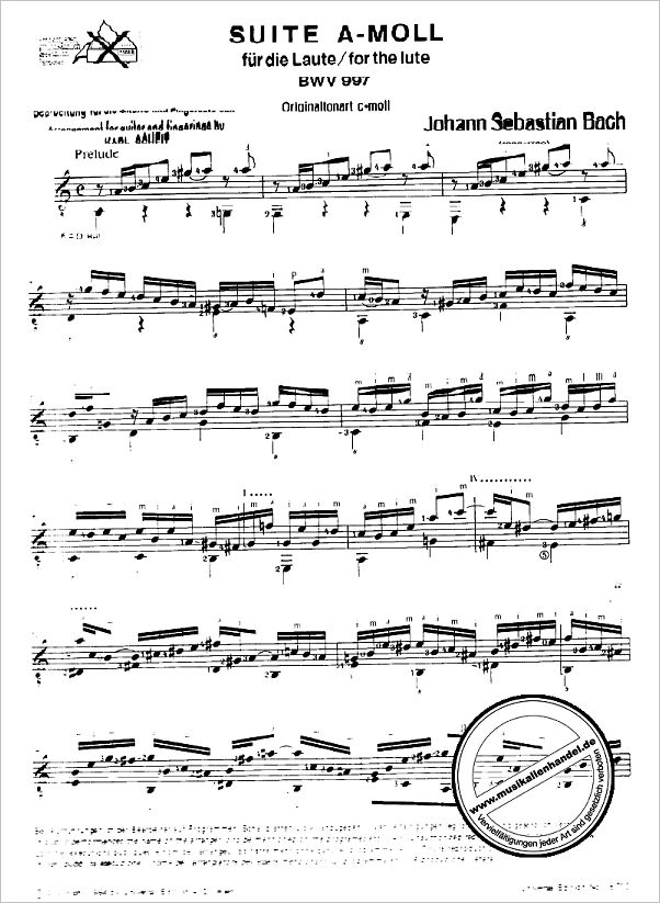 Notenbild für UE 16710 - SUITE A-MOLL BWV 997