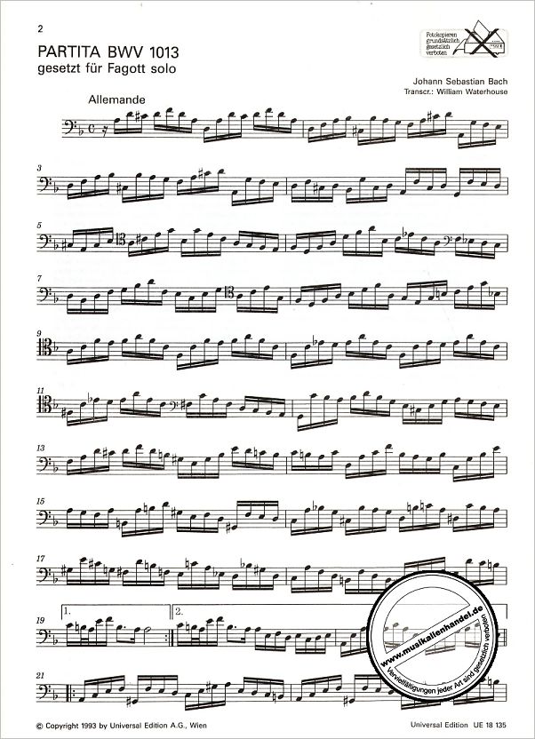 Notenbild für UE 18135 - PARTITA BWV 1013