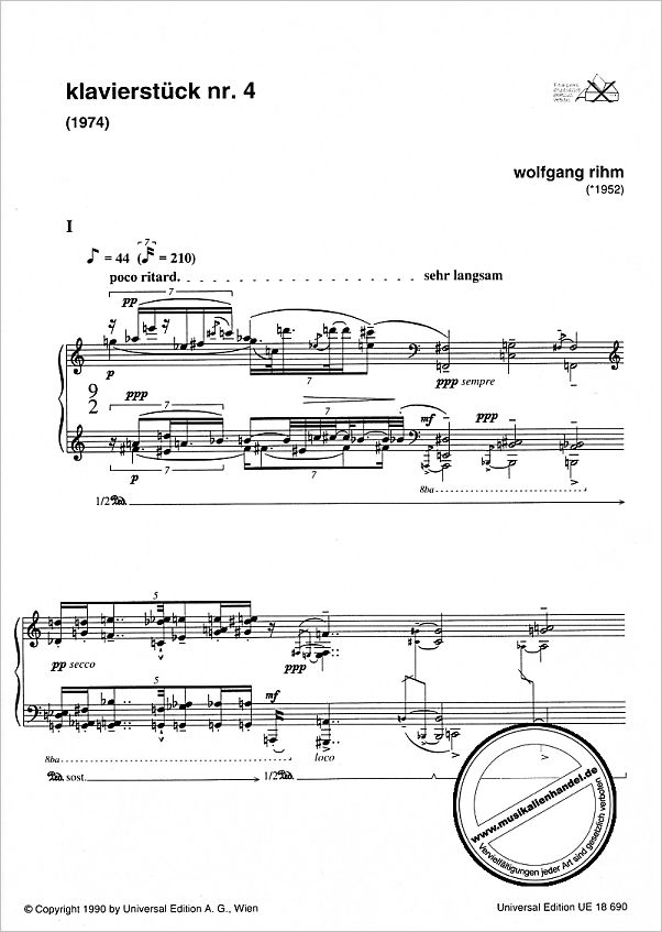 Notenbild für UE 18690 - KLAVIERSTUECK 4