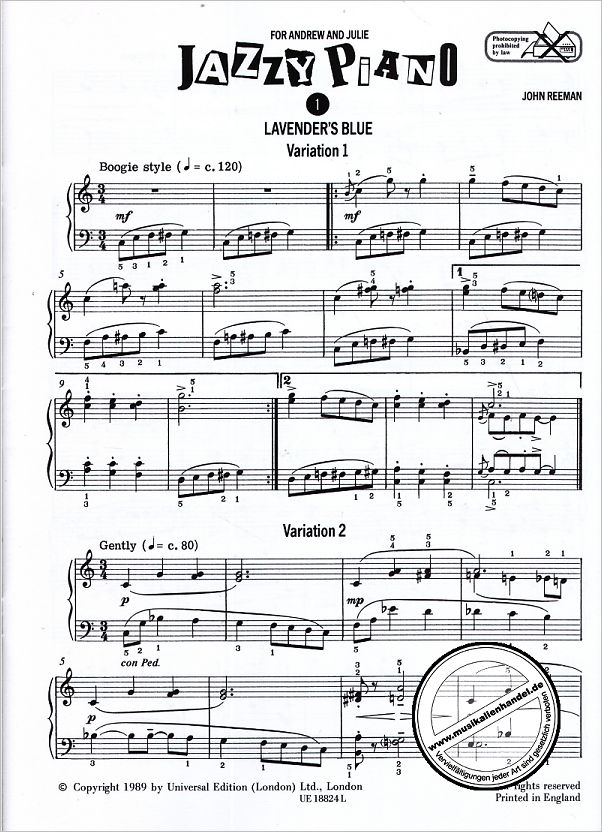 Notenbild für UE 18824 - JAZZY PIANO 1