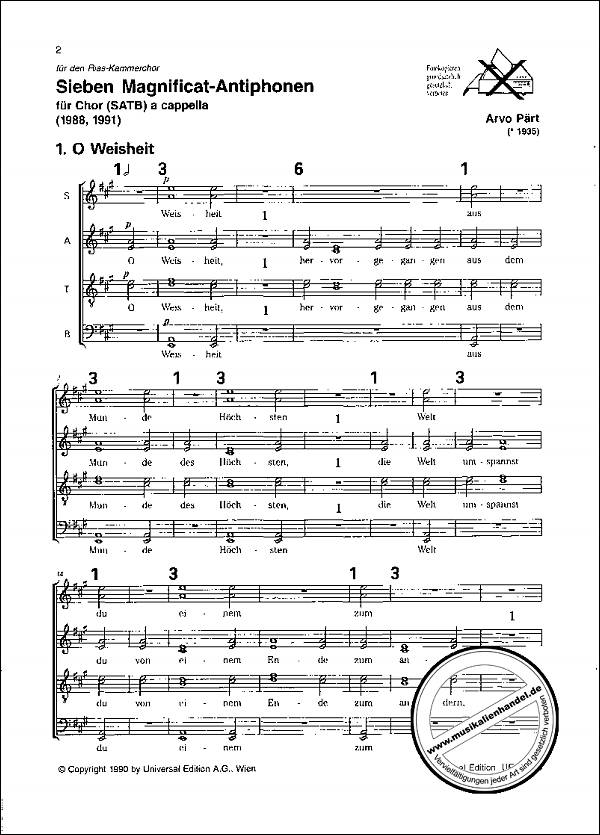 Notenbild für UE 19098 - 7 MAGNIFICAT ANTIPHONEN