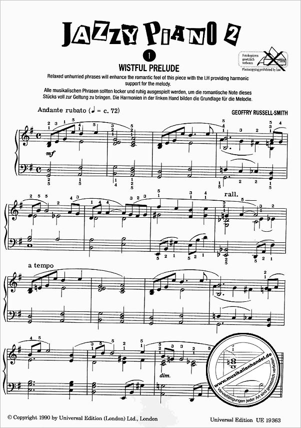 Notenbild für UE 19363 - JAZZY PIANO 2