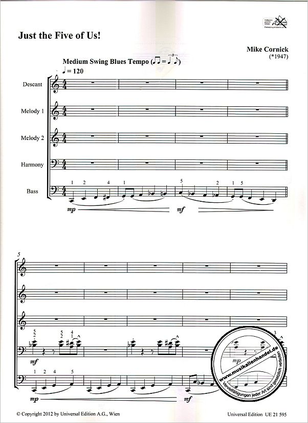 Notenbild für UE 21595 - 4 PIECES FOR 5 RIGHT HANDS AT 1 PIANO