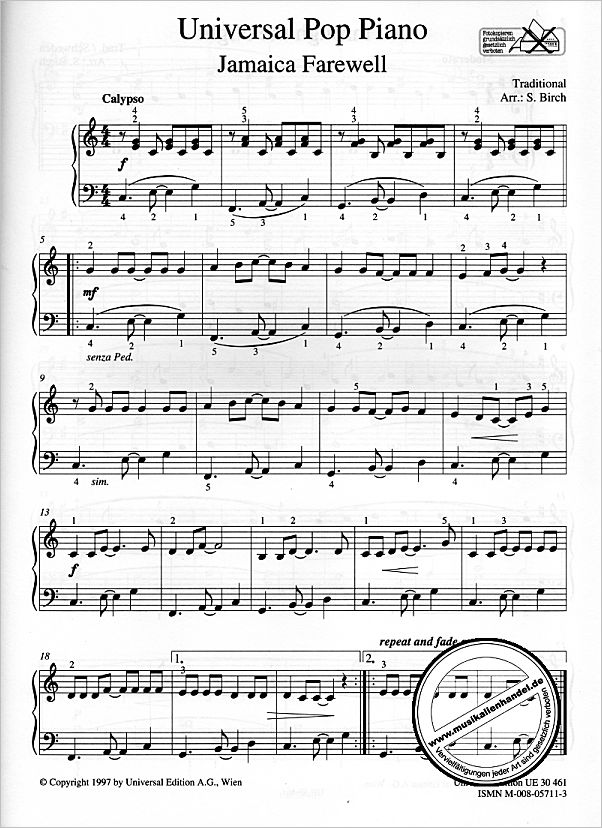 Notenbild für UE 30461 - EASY POP PIANO 1