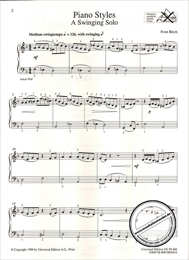 Notenbild für UE 30466 - PIANO STYLES