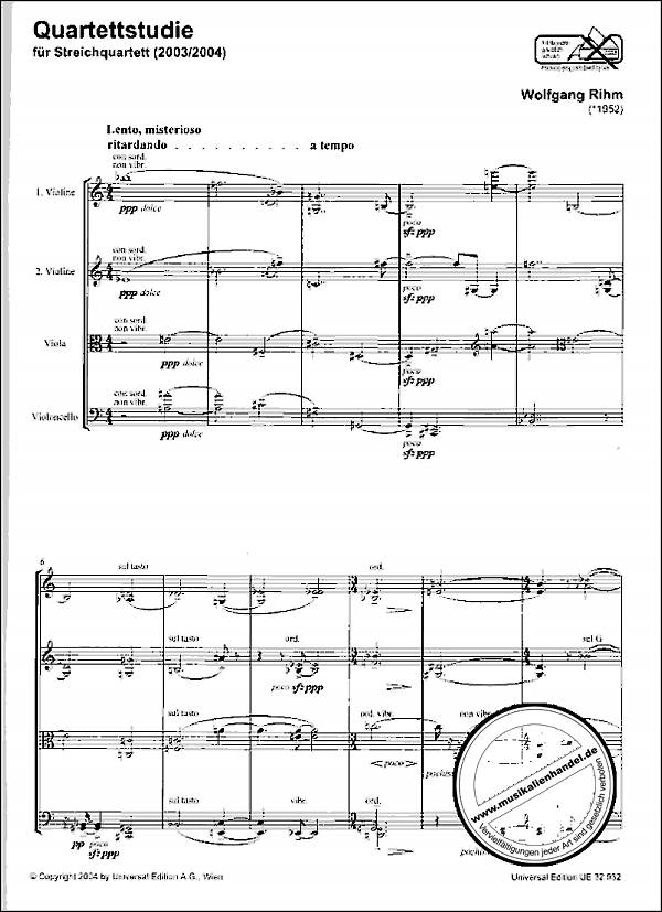 Notenbild für UE 32932 - QUARTETTSTUDIE