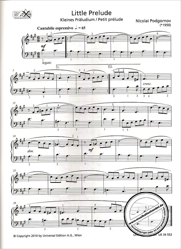 Notenbild für UE 34552 - GRADED PIECES FOR PIANO 2