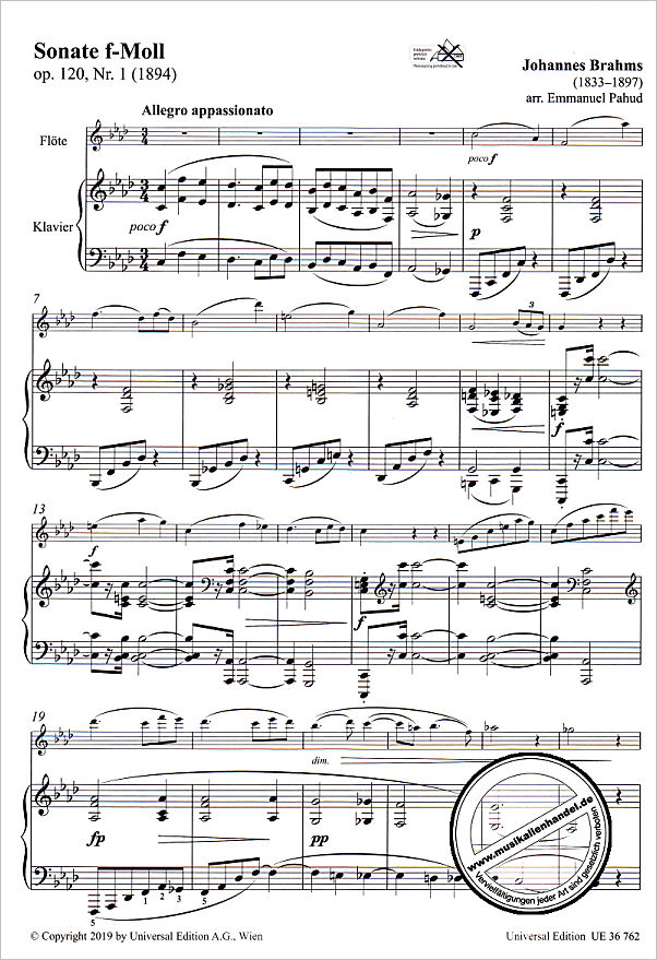 Notenbild für UE 36762 - Sonate f-moll op 120/1
