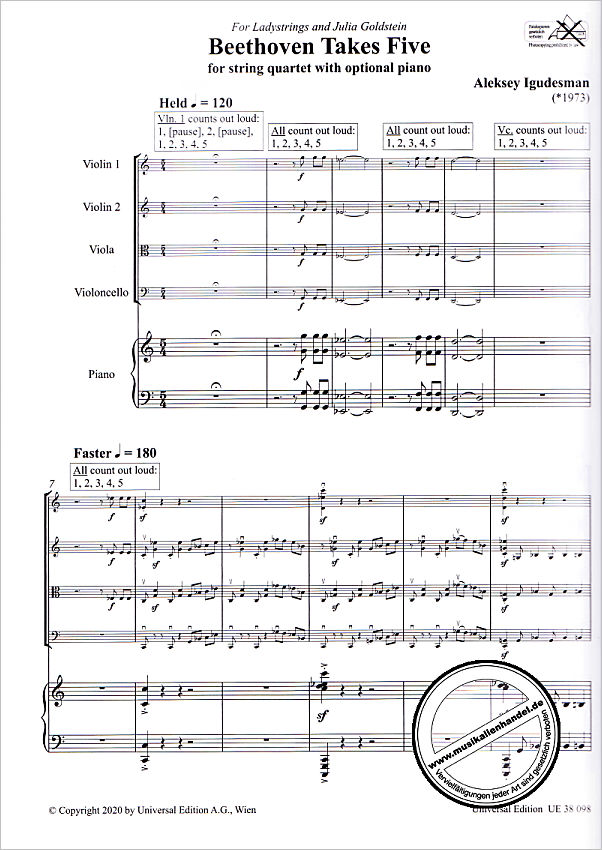 Notenbild für UE 38098 - Beethoven takes five