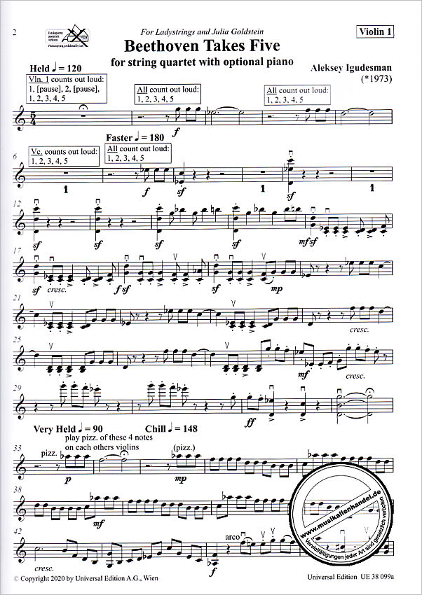 Notenbild für UE 38099 - Beethoven takes five