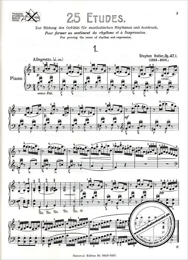 Notenbild für UE 5922 - 25 ETUEDEN OP 47 FUER RHYTHMUS UND AUSDRUCK