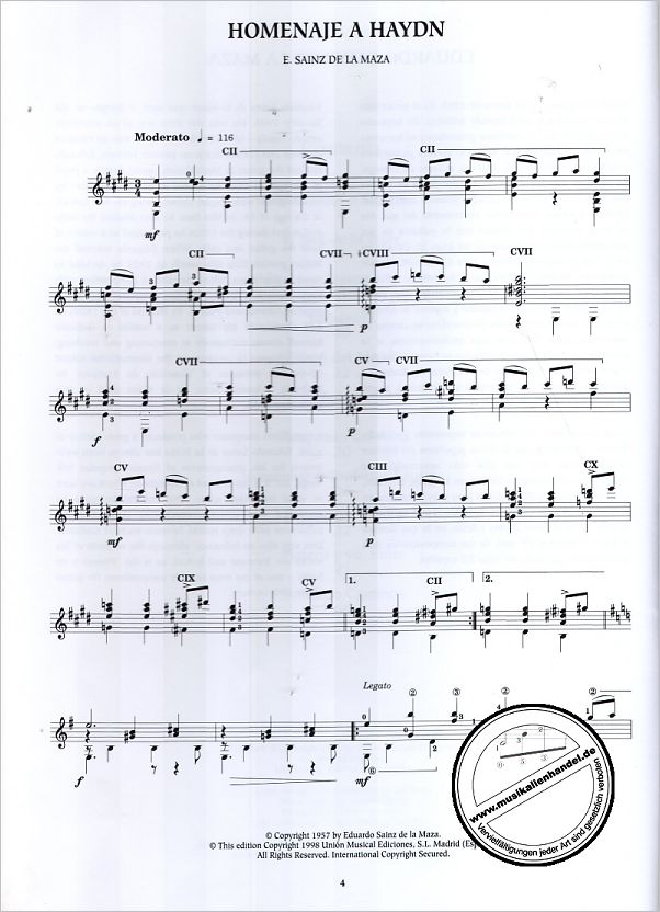 Notenbild für UMG 24075 - MUSICA PARA GUITARRA