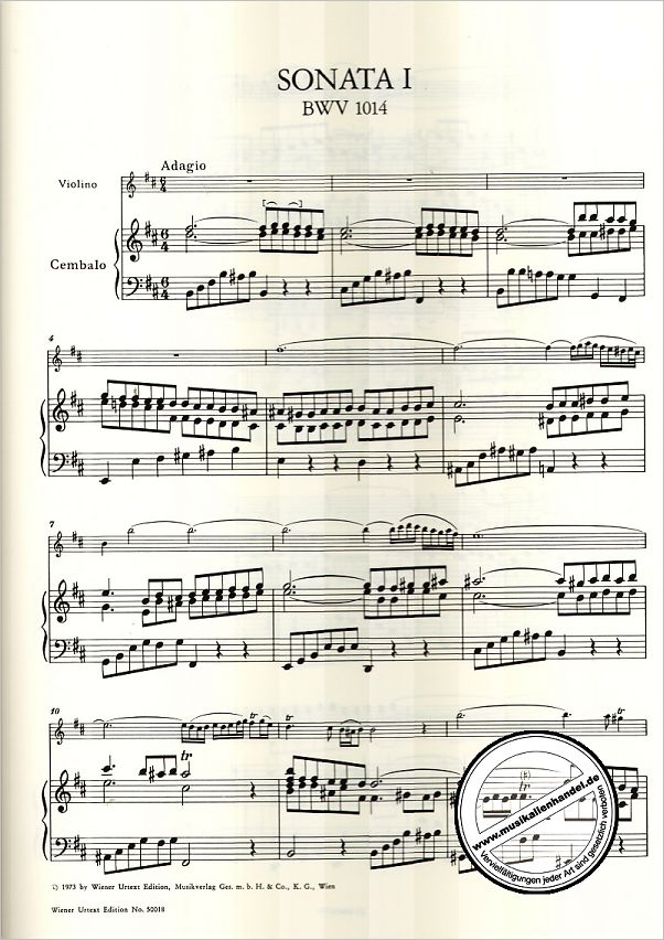 Notenbild für UT 50018 - 6 SONATEN 1 BWV 1014-1016