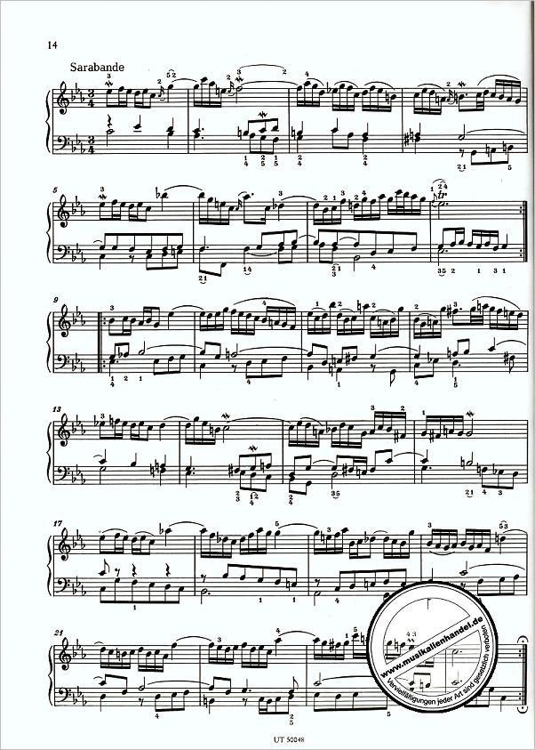 Notenbild für UT 50048 - FRANZOESISCHE SUITEN BWV 812-817