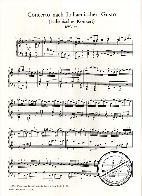 Notenbild für UT 50057 - ITALIENISCHES KONZERT F-DUR BWV 971