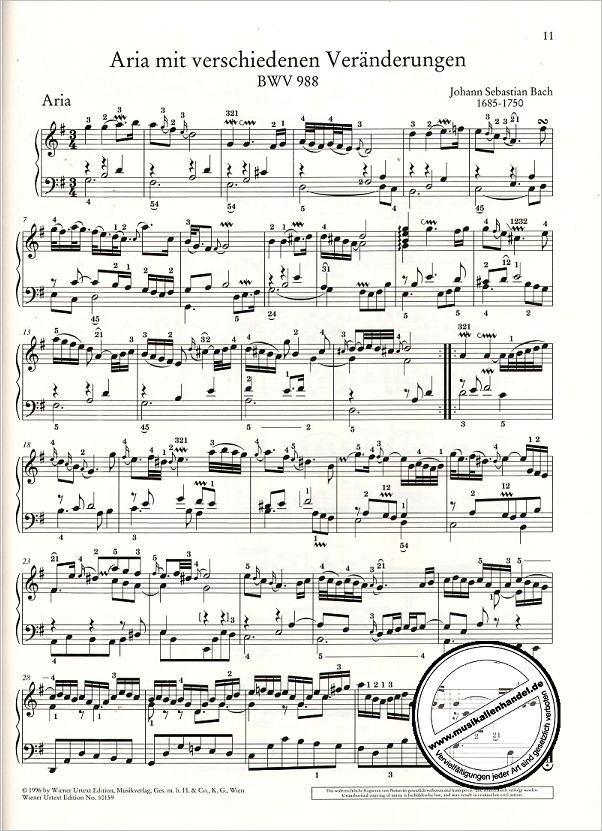 Notenbild für UT 50159 - GOLDBERG VARIATIONEN BWV 988